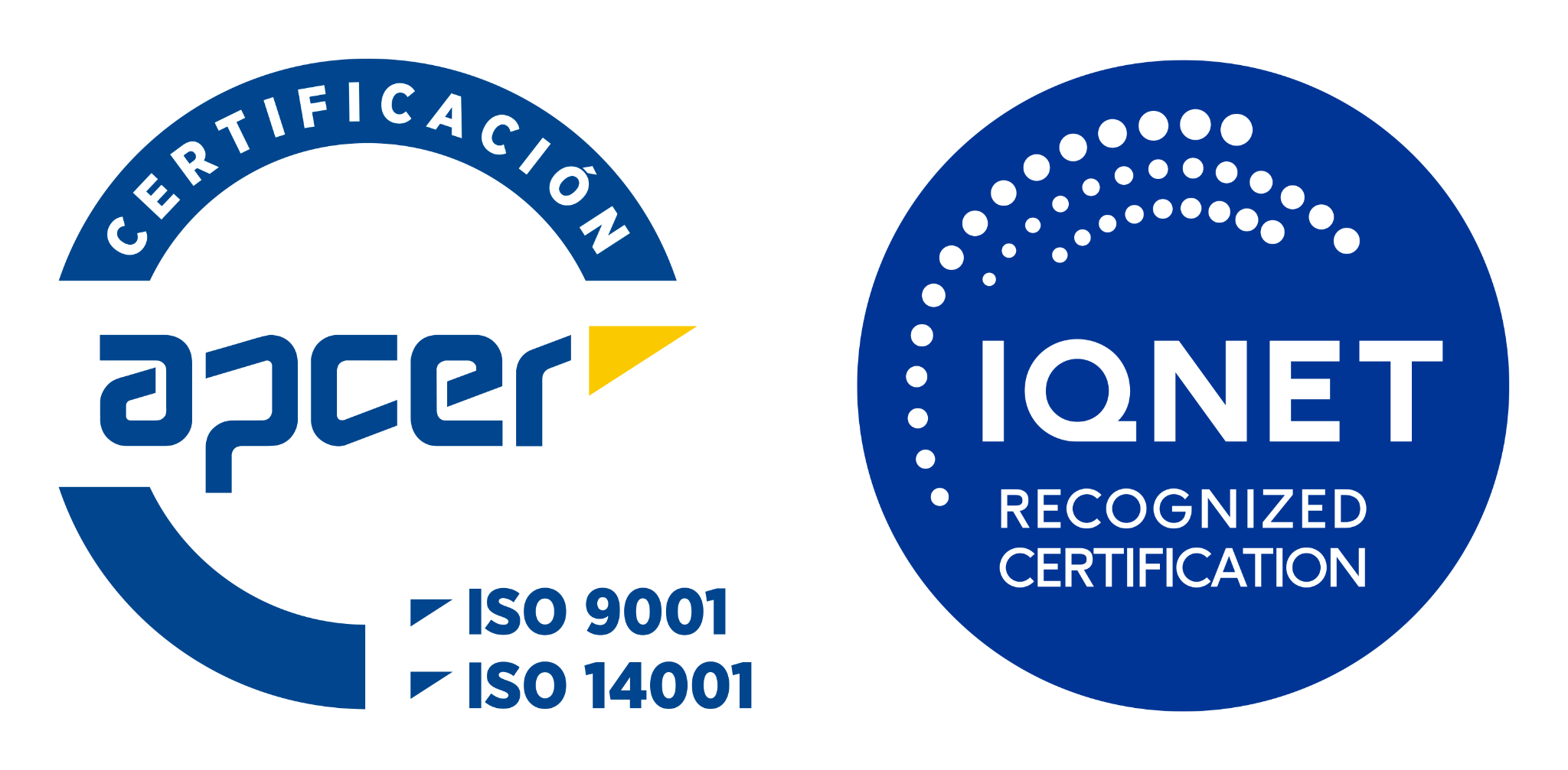 Certificaciones ISO 9001 e ISO 14001 de Apcer e IQNET
